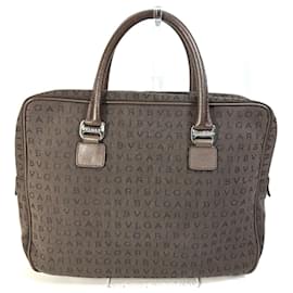 Bulgari-Bvlgari Logomania Handbag Briefcase-Brown,Orange
