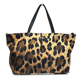 Salvatore Ferragamo-Salvatore Ferragamo Gancini Leopard Print Tote Bag-Brown,Black