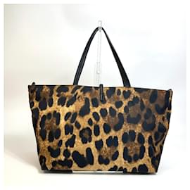 Salvatore Ferragamo-Salvatore Ferragamo Gancini Leopard Print Tote Bag-Brown,Black