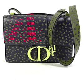 Christian Dior-Christian Dior Heart 30 Montaigne Logo Shoulder Bag-Black,Red