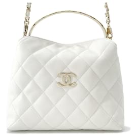 Chanel-Chanel Coco Mark Matelasse Caviar Skin Shoulder Bag-White