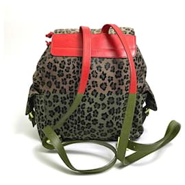 Fendi-Fendi Leopard Print Backpack-Brown,Red