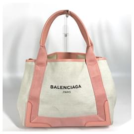 Balenciaga-Balenciaga Light Pink Canvas and Leather Tote Bag-Pink