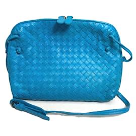 Bottega Veneta-Bottega Veneta Intrecciato Nodini Pochette Shoulder Bag-Blue