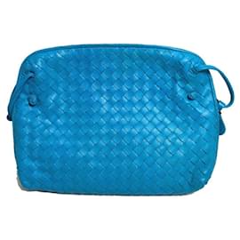 Bottega Veneta-Bottega Veneta Intrecciato Nodini Pochette Shoulder Bag-Blue