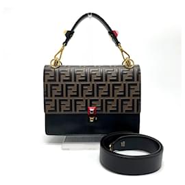 Fendi-Fendi Zucca 2-Way Shoulder Bag-Brown,Black