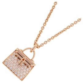 Hermès-Hermès Amulette Kelly Necklace in Pink Gold-Golden