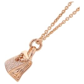 Hermès-Hermès Amulette Kelly Necklace in Pink Gold-Golden