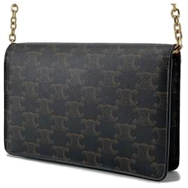 Céline-Celine Triomphe Maillon Chain Wallet-Brown,Black