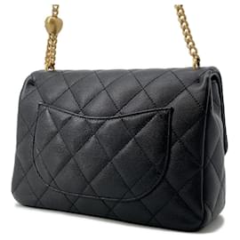 Chanel-Chanel Black Grained Calfskin Chain Shoulder Bag-Black