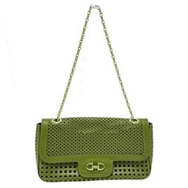 Salvatore Ferragamo-Salvatore Ferragamo Gancini Punching Chain Shoulder Bag-Red