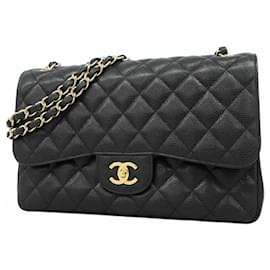 Chanel-Chanel Black Grained Calfskin Shoulder Bag-Black