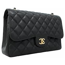 Chanel-Chanel Black Grained Calfskin Shoulder Bag-Black