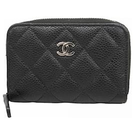 Chanel-Chanel Black Grained Calfskin Coin Purse-Black