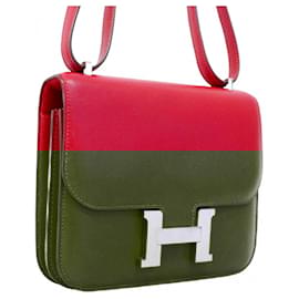 Hermès-Hermes Constance 18 Box Calf Shoulder Bag-Red