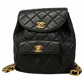 Chanel-Chanel Matelasse Backpack in Black Lambskin-Black