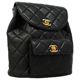 Chanel-Chanel Matelasse Backpack in Black Lambskin-Black