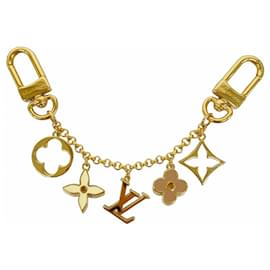 Louis Vuitton-Louis Vuitton Keychain Chain Fleur de Monogram-White,Beige,Golden