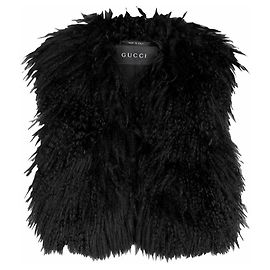 1990s Gucci by Tom Ford Black Mongolian Fur Cropped Jacket / vest Black