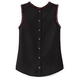 Chanel silk top with tweed details Black Red