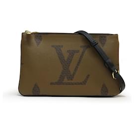 Louis Vuitton-Louis Vuitton Monogram Giant Double Zip Pochette-Brown,Other,Monogram