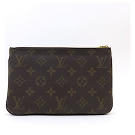 Louis Vuitton-Louis Vuitton Monogram Giant Double Zip Pochette-Brown,Other,Monogram