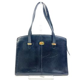 Bally Black Leather Handbag Tote Black