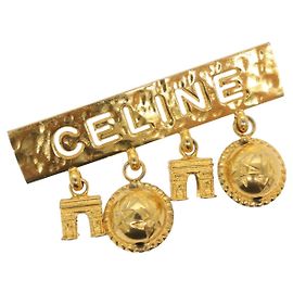 Céline Broche en métal doré CELINE Auth 138900V Doré