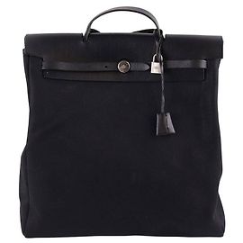 Hermès Herbag black canvas and leather handbag Black