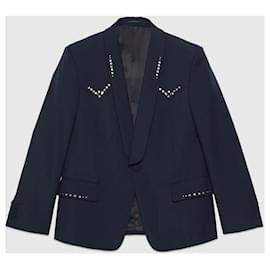Gucci-Gucci jacket with crystal embroidery Size 50 IT - L-Navy blue