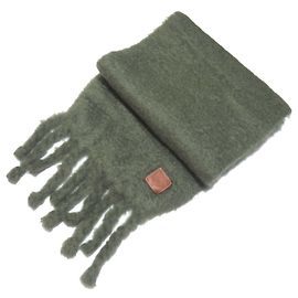 Sciarpa in mohair con frange e patch Anagram Loewe Verde oliva