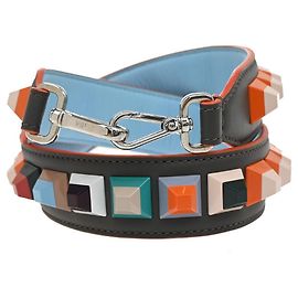 Fendi Mini Strap You Cinghia Corto a Spalla in Pelle Studded Multicolore