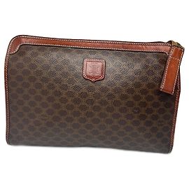 Céline Pochette en cuir monogramme vintage Celine Paris marron Marron