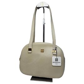 Bolso de cuero beige con estampado de serpiente Vintage Givenchy Blanco