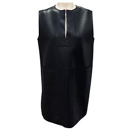 Schwarzes ärmelloses Kleid aus Lammleder von The Row Schwarz