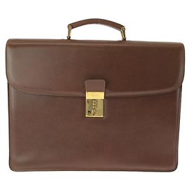 Prada Saffiano Leather Business Bag Brown Bronze