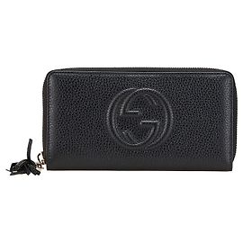 Cartera larga de cuero Gucci Soho Negro