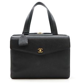Maletín de cuero caviar Chanel Coco Mark Negro