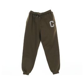 Céline Pantalones de algodón y cachemira Celine C Print Verde Caqui