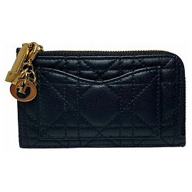 Dior Lady Dior Cosmos Lambskin Card Holder Black