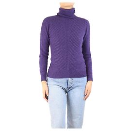 Loro Piana Lila Kabelstrick-Pullover mit Stehkragen - Größe UK 12 Lila