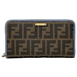 Fendi Zucca Long Bill Wallet Brown Blue