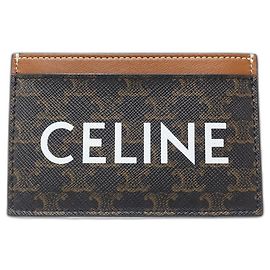 Céline Tarjetero Celine Triomphe en cuero marrón Otro