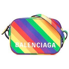 Bolsa de câmera Ville em couro amarelo XS com logo arco-íris da Balenciaga Amarelo