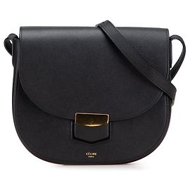 Céline Trotteur em couro de bezerro granulado compacto preto Celine Preto