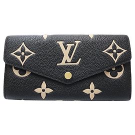 Louis Vuitton Long Wallet M80496 Black Beige
