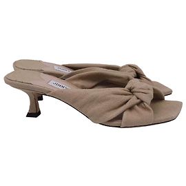 Mule annodate Avenue 50 in lino marrone di Jimmy Choo Marrone Rosso