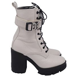 Botas de combate con tacón Givenchy Terra en cuero blanco Blanco Crudo