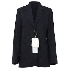 Totême Tailored Pinstriped Blazer in Black Wool Black
