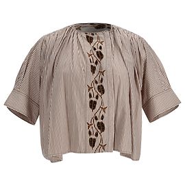 Blusa de popelina rayada en algodón beige bordada con vides Chloé Otro Impresión de pitón